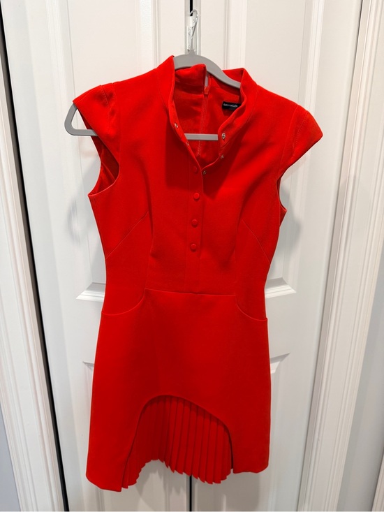 Karen Millen Dresses & Skirts - Karen Millen Bright Red Cap-Sleeve Dress with Pleated Back Hem